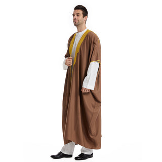 TH829#Abaya Muslim Clothing Long Sleeves Islamic High Quality Men's Robe