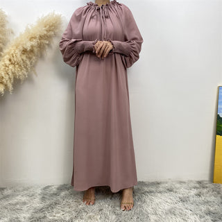 6764# Simple muslim women a-line dress abaya with adjustable neck 6 colors