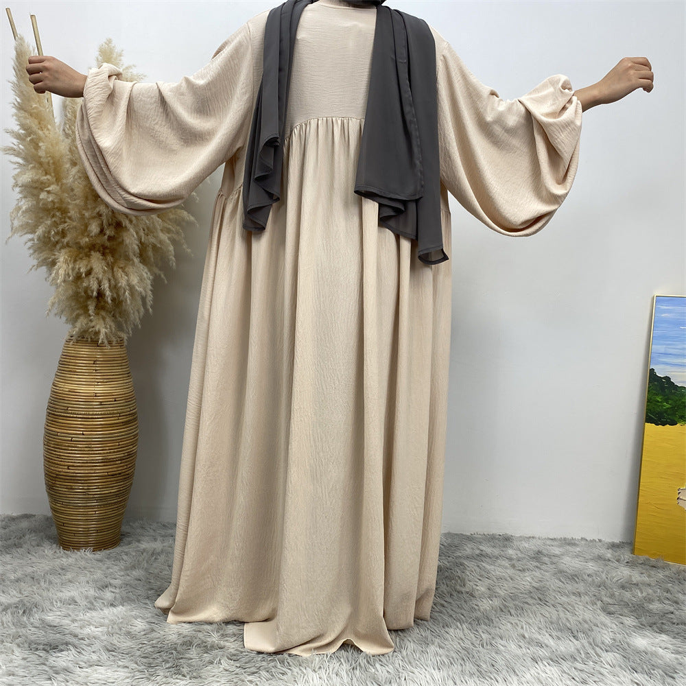 1969# Latest Elastic Cuff Big Lantern Sleeves With Side Pockets Women Abaya 的副本
