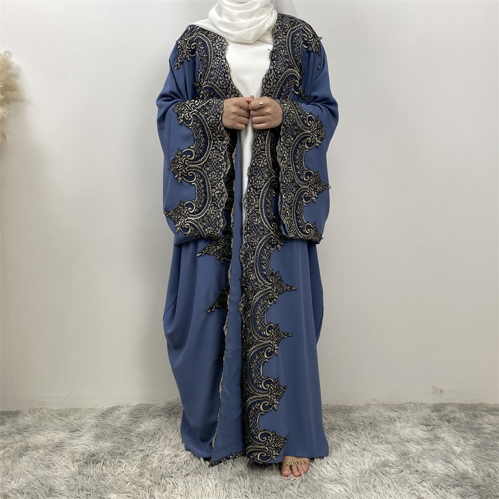 1417# Latest Ramadan Abaya For Women Muslim Fashion Luxury Silver Sequin Abaya
