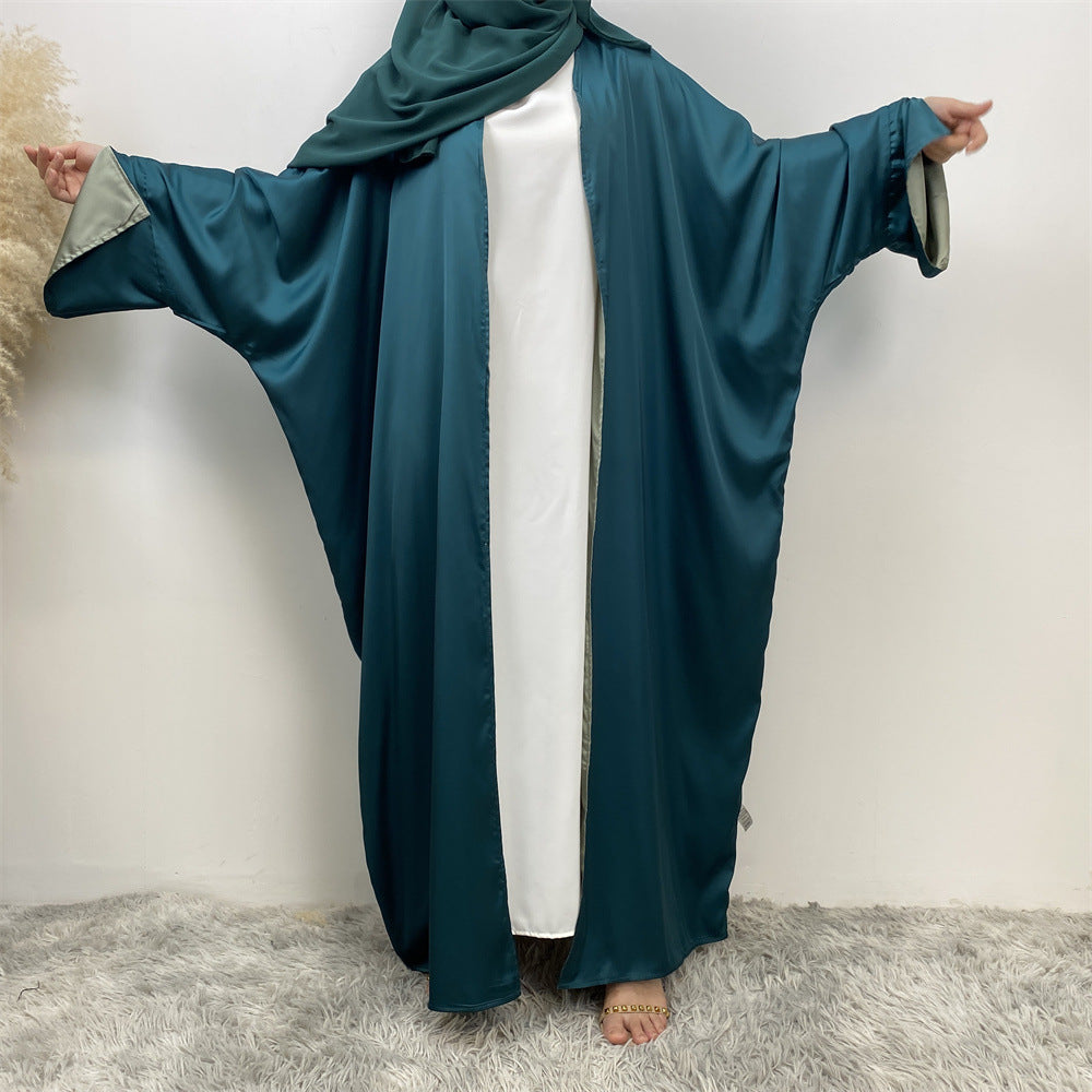 1428#ew Style Smooth Satin Material Particular Split Cuff Design Women Versatile Classy Open Abaya