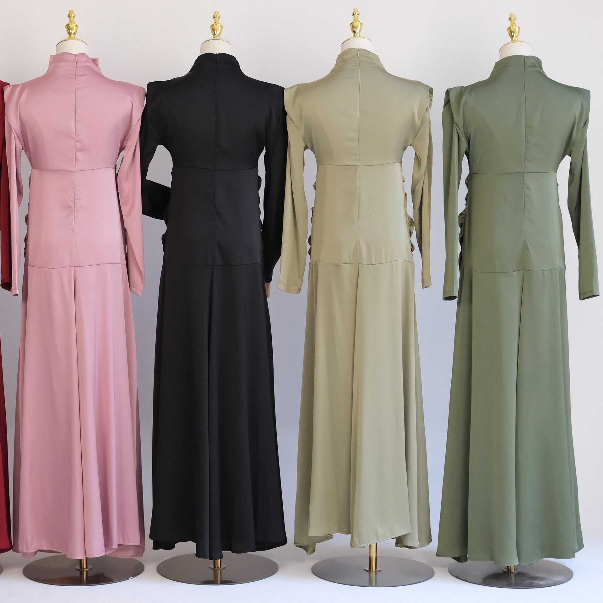 1598#Wholesale Modest Satin Dresses Stylish Muslim Women Dress Latest Abaya
