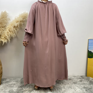 6764# Simple muslim women a-line dress abaya with adjustable neck 6 colors