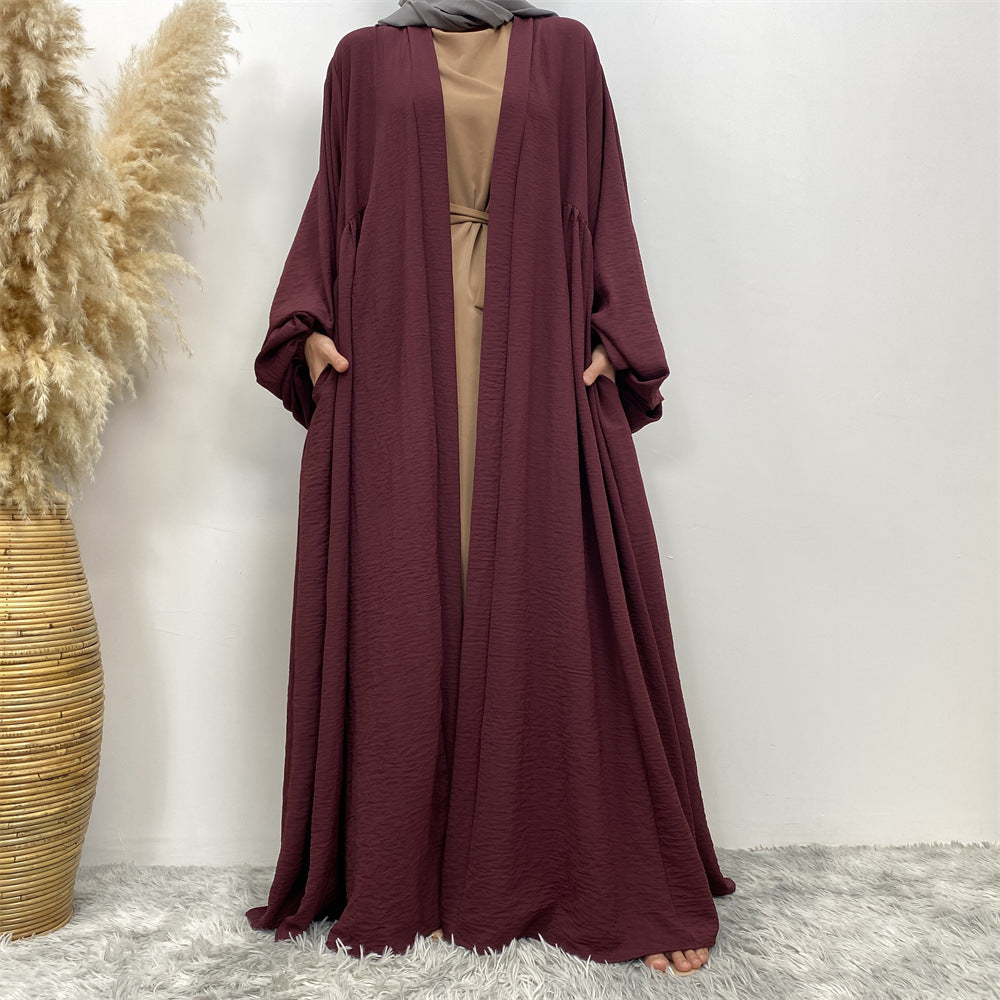 1969# Latest Elastic Cuff Big Lantern Sleeves With Side Pockets Women Abaya 的副本