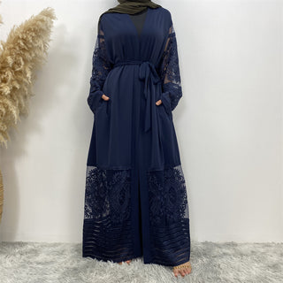 1546#Latest Designs New Wholesale Clothing Floral Lace Turkish Kimono Abaya