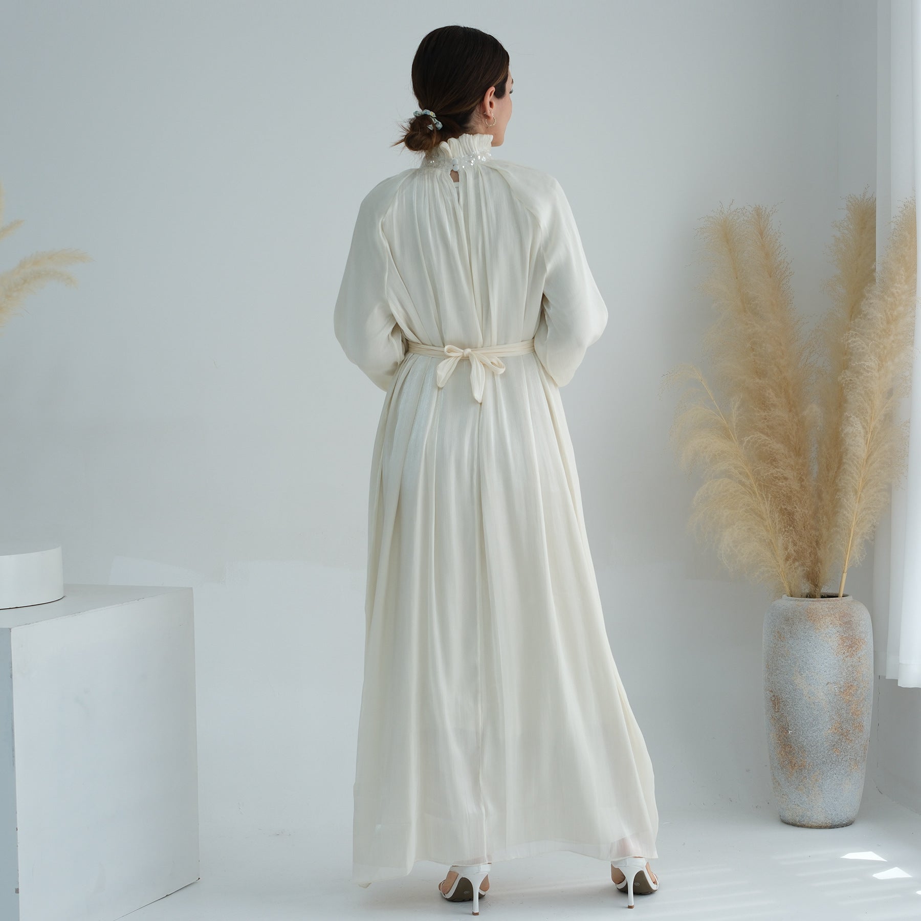 1690#2025 Modest Abaya Women's Dresses Shiny Party Wear Abaya Women Muslim Dress With Lining