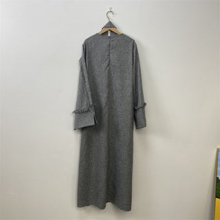 6804#Latest Dress for Women Linen Material Dubai Middle East Fashion Long Sleeve Dress Latest Dress for Women Linen Material Dubai Middle East Fashion Long Sleeve Dress