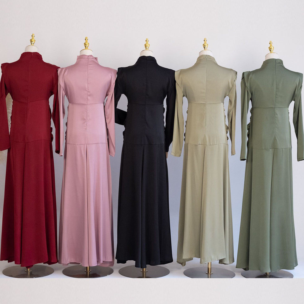 1598#Wholesale Modest Satin Dresses Stylish Muslim Women Dress Latest Abaya