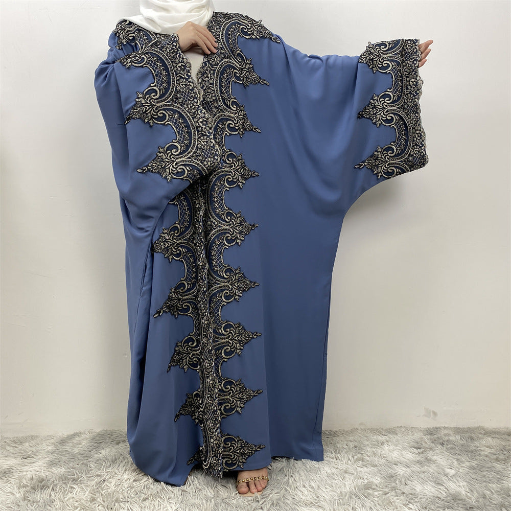 1417# Latest Ramadan Abaya For Women Muslim Fashion Luxury Silver Sequin Abaya