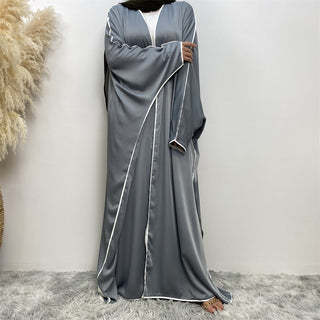 1688#Open Kimono Arabic Style Dubai Muslim Satin Abaya