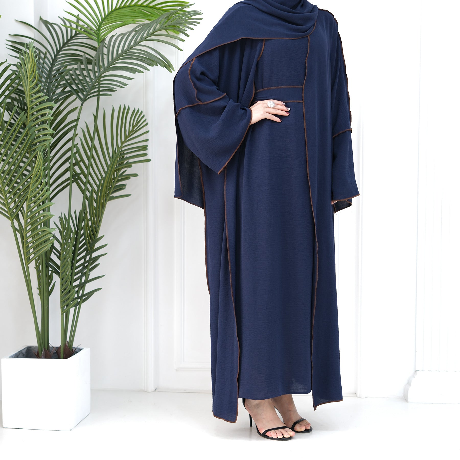 1693#2024 New Modest Wrinkle Polyester EID With Hijab Islamic Clothing Abaya