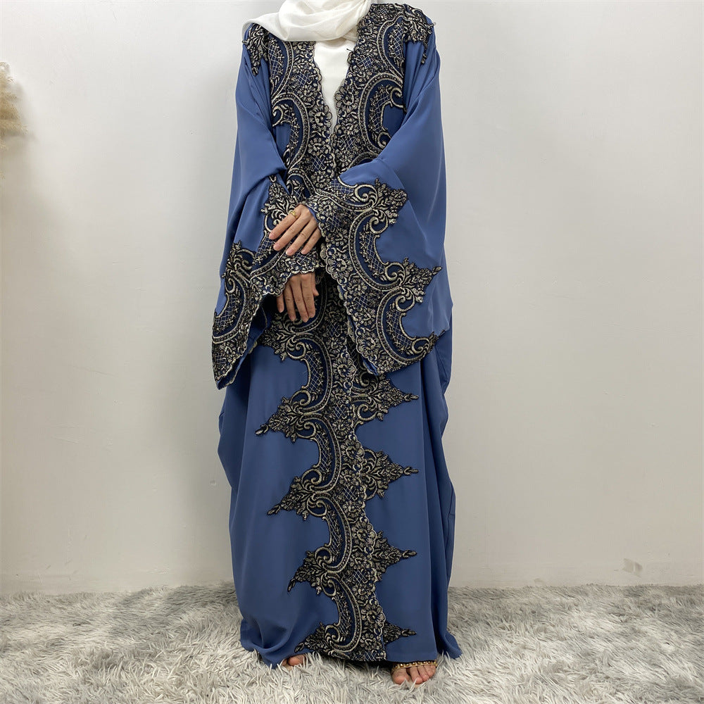 1417# Latest Ramadan Abaya For Women Muslim Fashion Luxury Silver Sequin Abaya