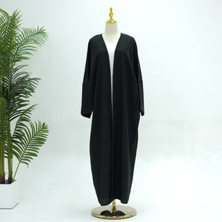 1849# EID Ramadan Modest Dubai Abaya Women Muslim Dress Slit Sleeves Linen Polyester Cardigan Abaya