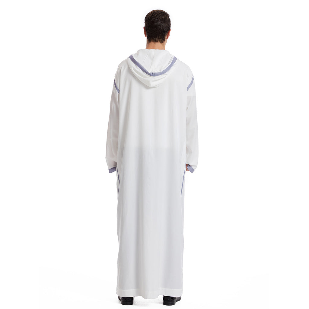 TH832#Abaya Muslim Clothing Long Sleeves Islamic High Quality Men's Robe with hat