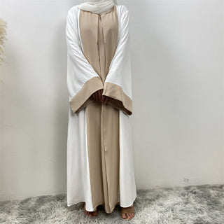 6780#Basic style flared sleeve closed  2 Pieces Dress abaya with pockets muslim women