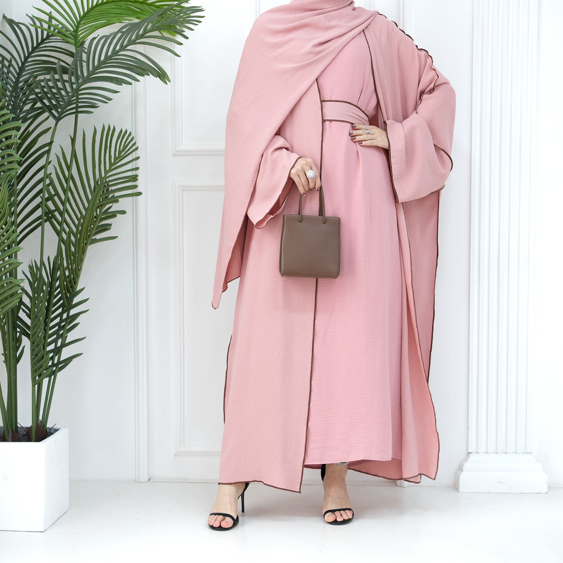 1693#2024 New Modest Wrinkle Polyester EID With Hijab Islamic Clothing Abaya