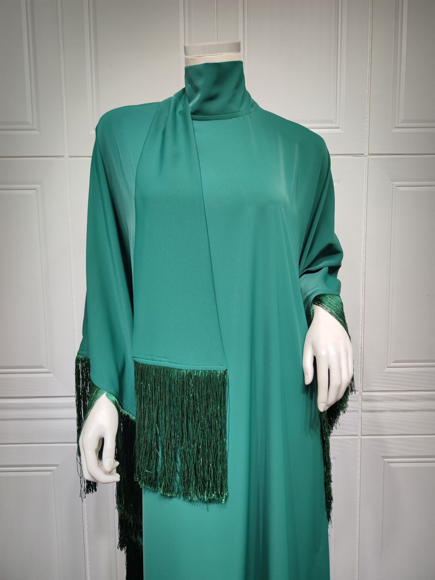 1061# Best Sale Big Bat With Feather Sleeves Prayer Abaya Nida Dress