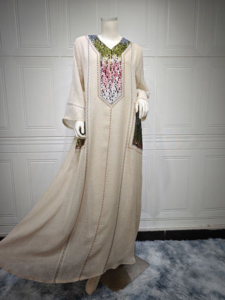 AB053# New burnt flower dress Muslim abaya women's clothing