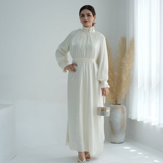 1690#Modest Abaya Women's Dresses Shiny Party Wear Abaya Women Muslim Dress With Lining