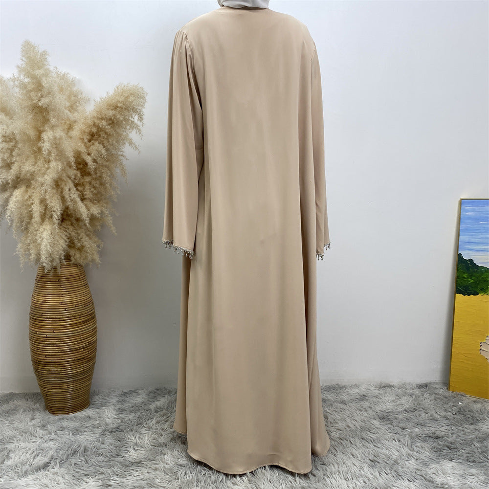 2006#Nida solid color two pieces set modest kaftan ramadan diamond dubai abayas