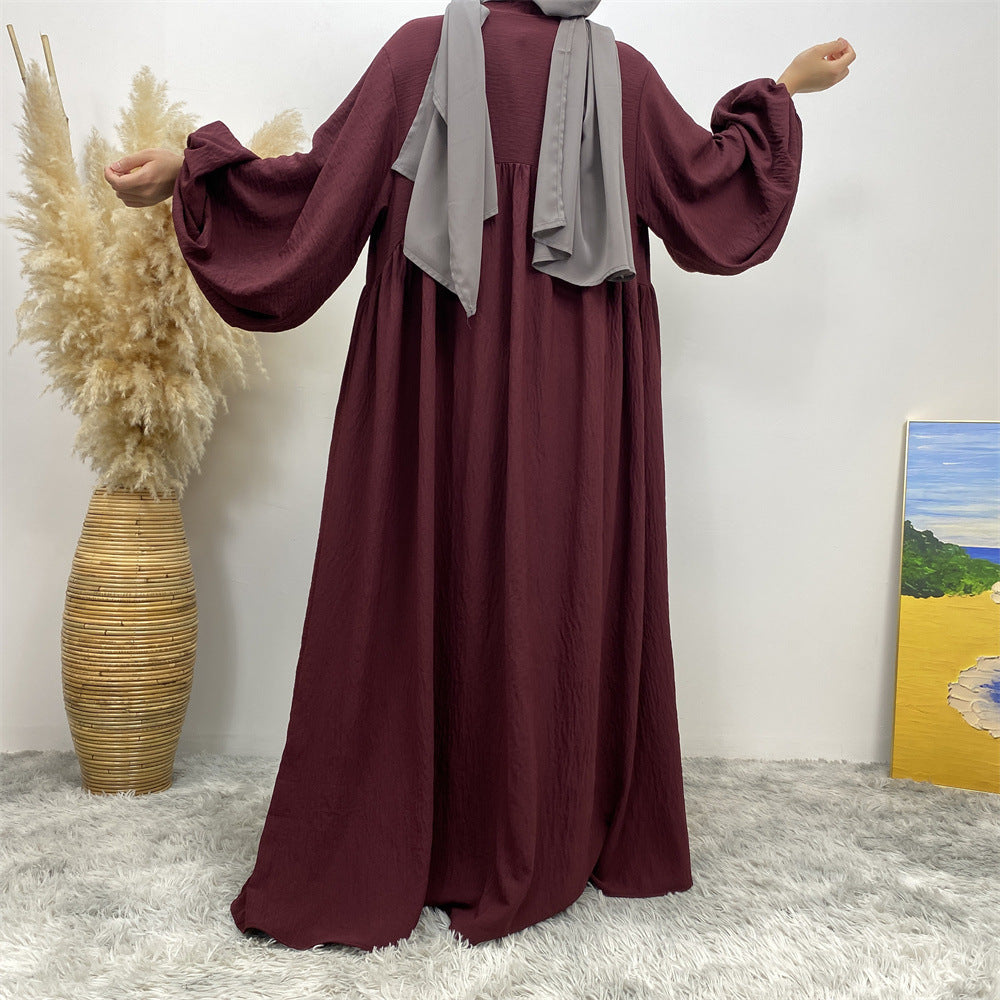 1969# Latest Elastic Cuff Big Lantern Sleeves With Side Pockets Women Abaya 的副本