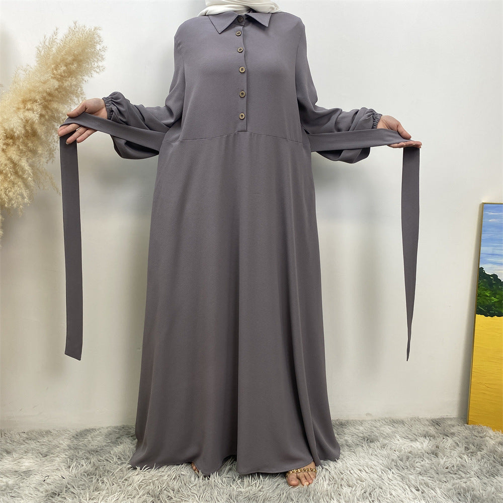 6771# Newest chiffon maxi dress muslim women abaya dresses with pockets 5 colors