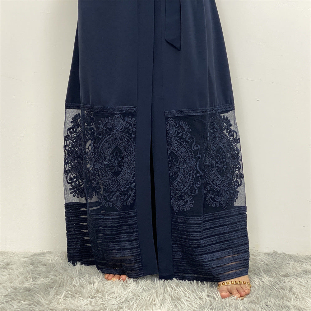 1546#Latest Designs New Wholesale Clothing Floral Lace Turkish Kimono Abaya