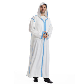 TH832#Abaya Muslim Clothing Long Sleeves Islamic High Quality Men's Robe with hat