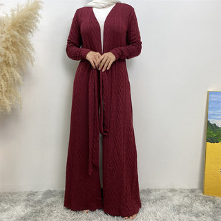 19060-1# New Winter Coat With Side Pockets Women Muslim Abaya Cardigan