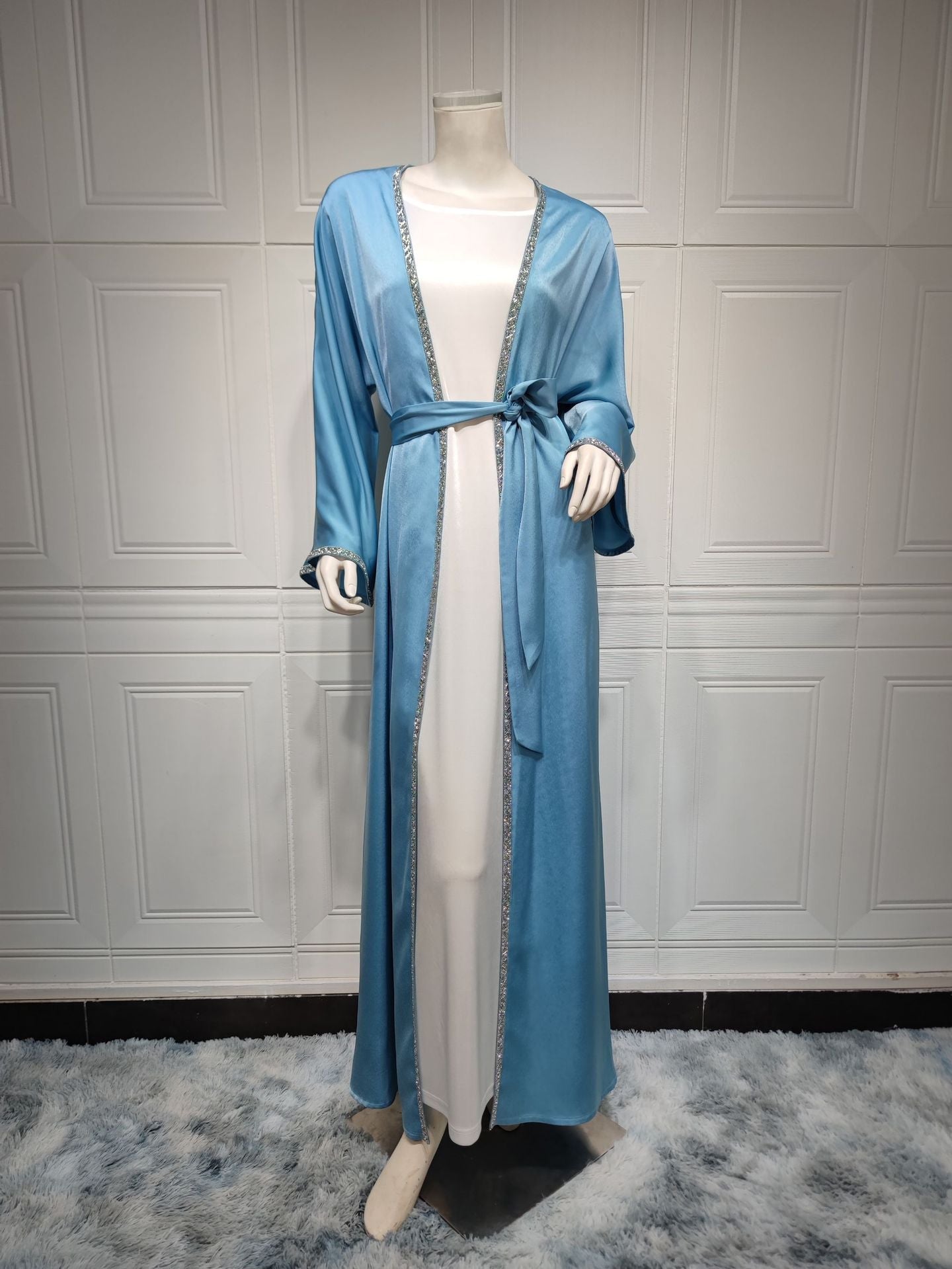 058#Women Sequins Luxury Modest Wear Islamic Clothing Dubai Abaya