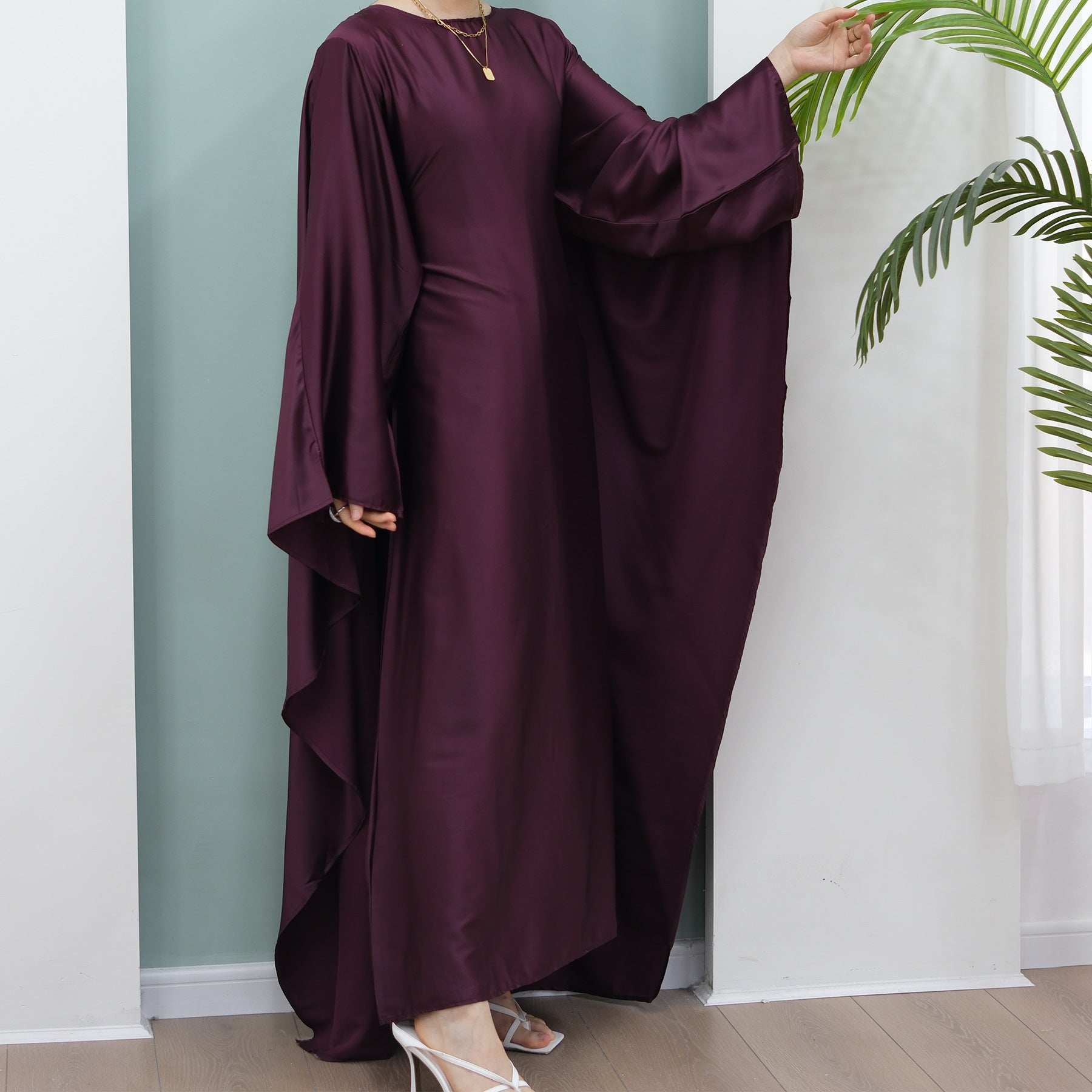 1803#2024 Fashion Style Abaya Design Satin Fabric Modest Dresses Kaftan Abaya Muslim Dress