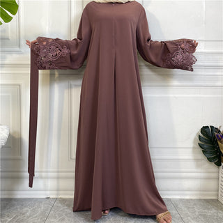 6659#Open zipper long sleeve maxi dresses for muslim women 6 colors