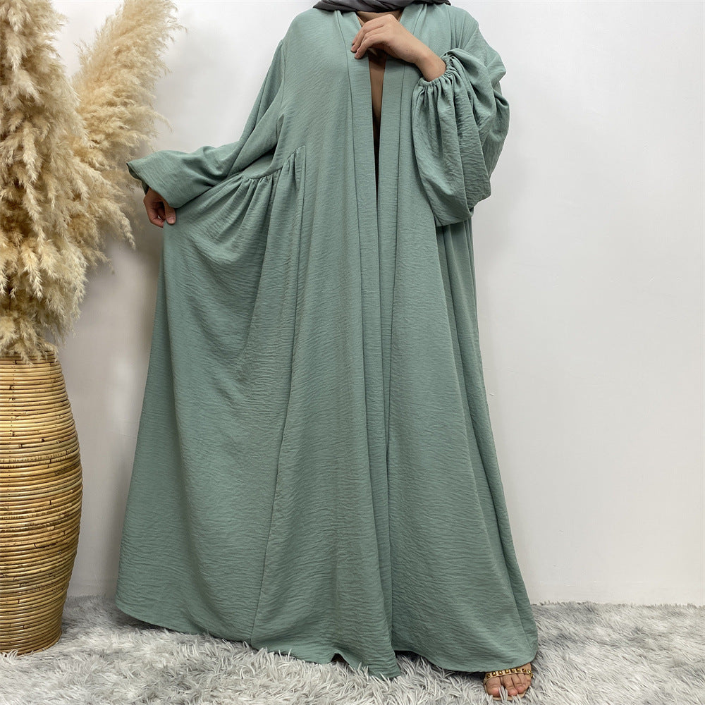 1969# Latest Elastic Cuff Big Lantern Sleeves With Side Pockets Women Abaya 的副本