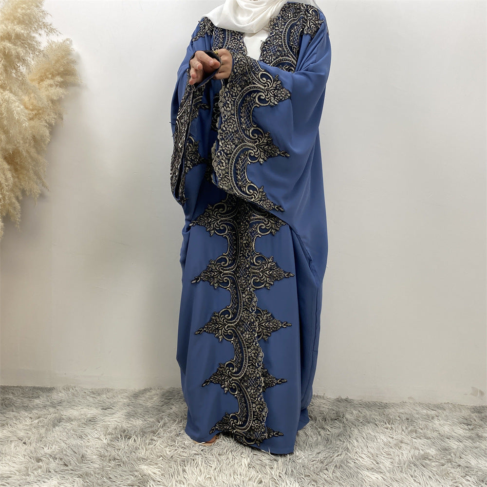 1417# Latest Ramadan Abaya For Women Muslim Fashion Luxury Silver Sequin Abaya