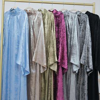 1777#New Modest Muslim Dress Long Sleeve Shinny Polyester Fashion Dubai Abaya Women Dress Elegant Islamic Clothing