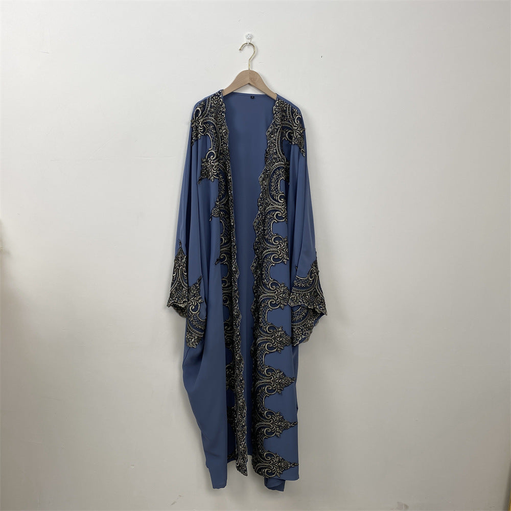 1417# Latest Ramadan Abaya For Women Muslim Fashion Luxury Silver Sequin Abaya