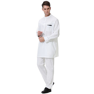 TH814#2 pcs Arab Muslim Wear calf Length Muslim Clothes Jubba Men's Thobe