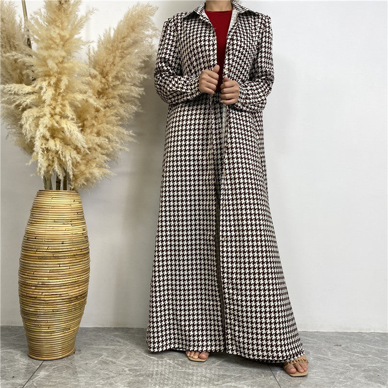 6674# New fashion set full button pocket pant muslim women 2pcs abaya sets