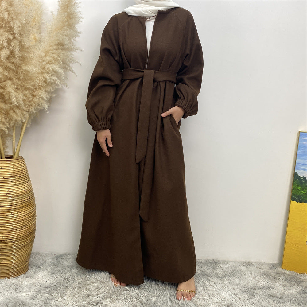 1995# New Autumn Winter Coat Thick Polyester Side Pockets Womens Clothing Modest Coats