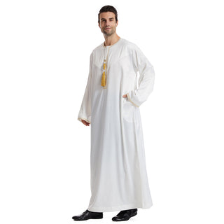 TH833#Abaya Muslim Clothing Long Sleeves Islamic High Quality Men's Robe