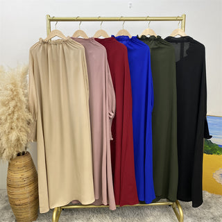 6764# Simple muslim women a-line dress abaya with adjustable neck 6 colors