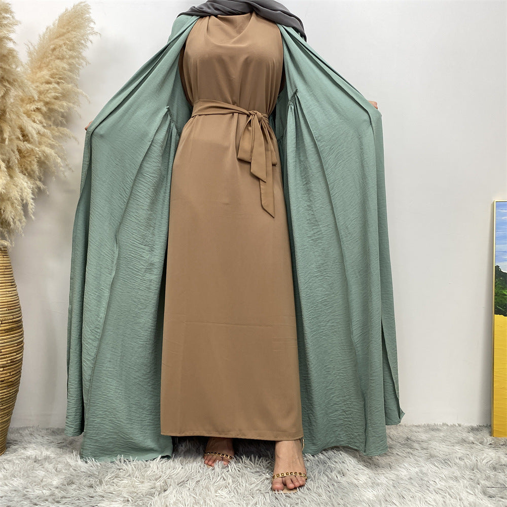 1969# Latest Elastic Cuff Big Lantern Sleeves With Side Pockets Women Abaya 的副本
