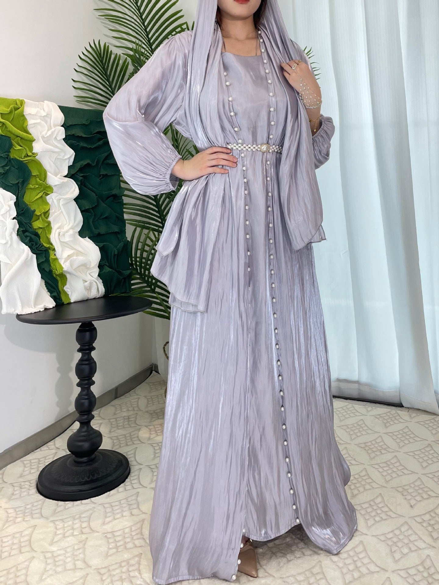 1003#3PCS MODEST SET EID FOR MUSLIM GIRL FASHION DESIGN ELEGANT DRESSES DUBAI ABAYA