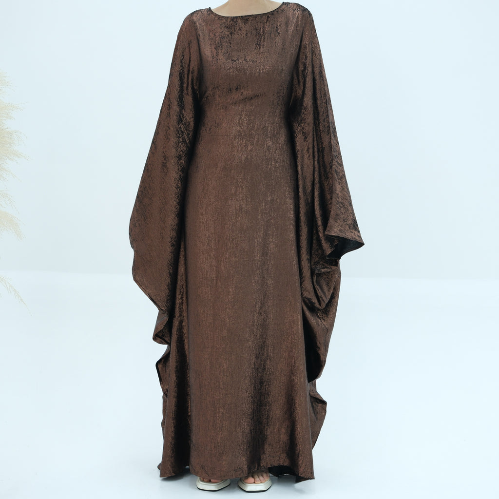 1778#2024 Women's Dresses Elegant Shiny Polyester Kaftan Abaya Batwing Muslim Dress