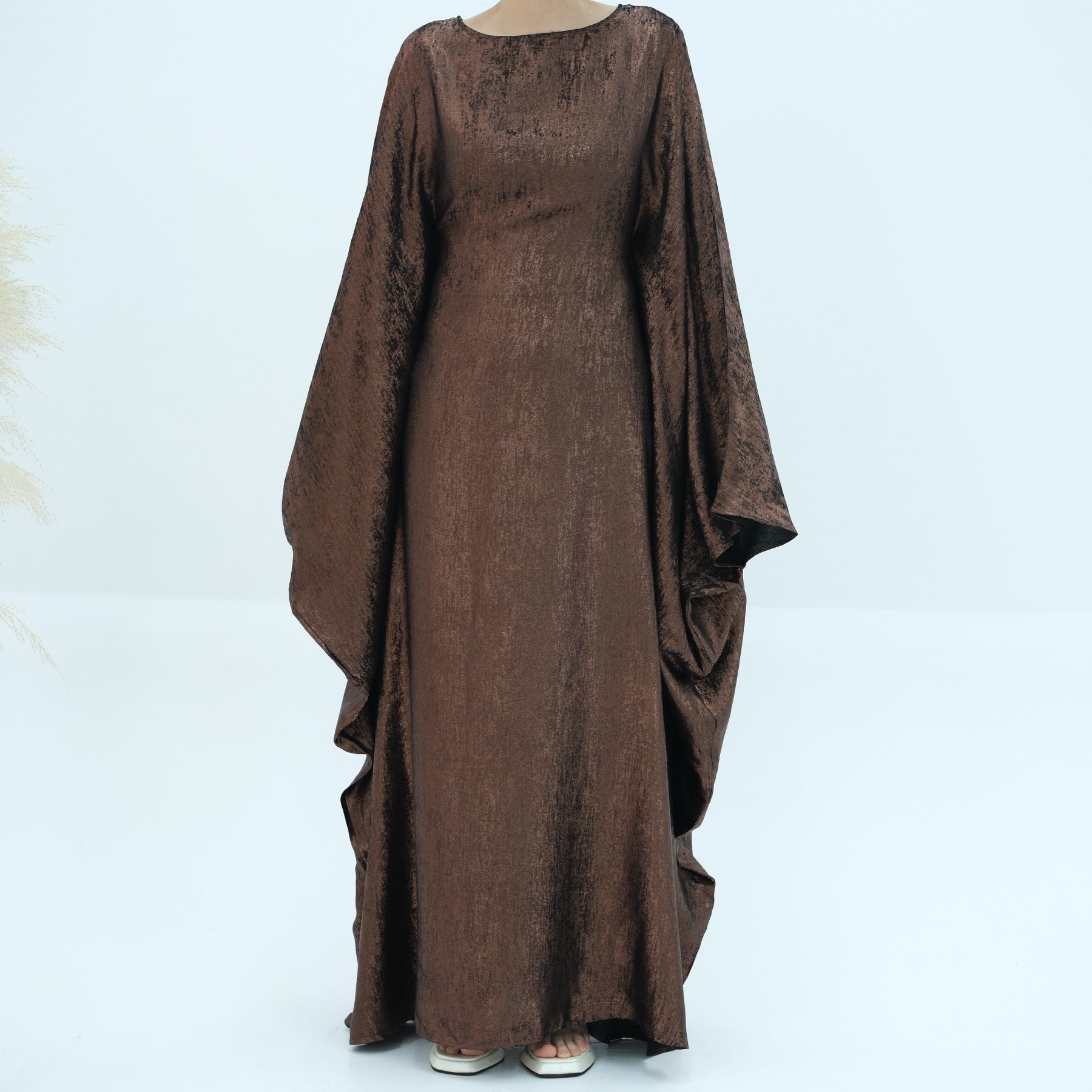 1778#2024 Women's Dresses Elegant Shiny Polyester Kaftan Abaya Batwing Muslim Dress