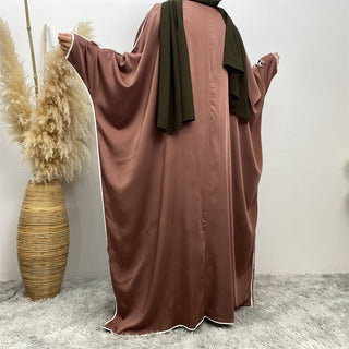 1688#Open Kimono Arabic Style Dubai Muslim Satin Abaya