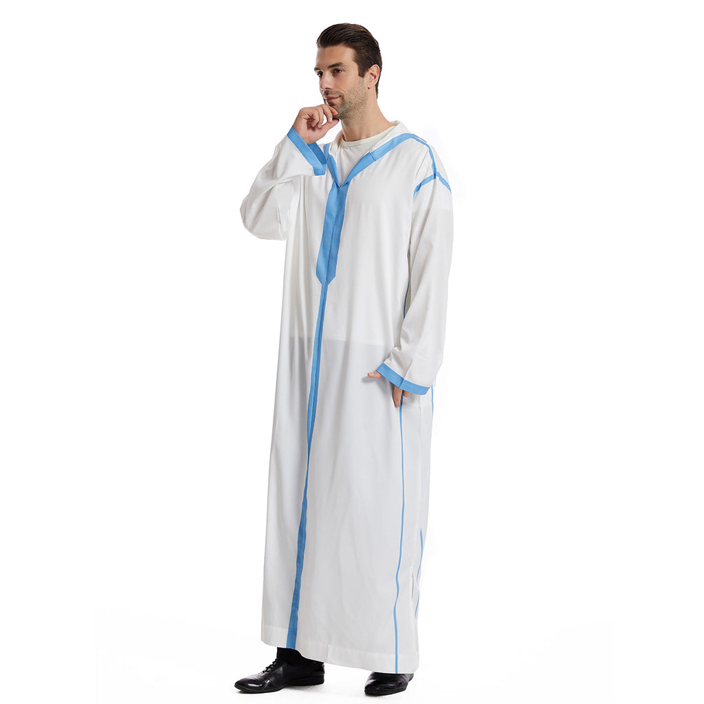 TH832#Abaya Muslim Clothing Long Sleeves Islamic High Quality Men's Robe with hat