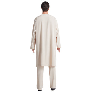 TH821#2 pcs Arab Muslim Wear calf Length Muslim Clothes Jubba Men's Thobe