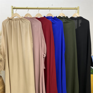 6764# Simple muslim women a-line dress abaya with adjustable neck 6 colors