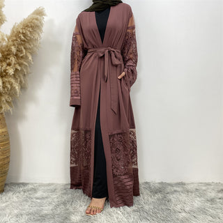 1546#Latest Designs New Wholesale Clothing Floral Lace Turkish Kimono Abaya